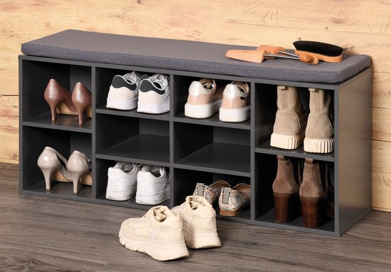 Kesper Schoenenbank kussen 10 vaks 103,5x29,5x48cm - Grijs