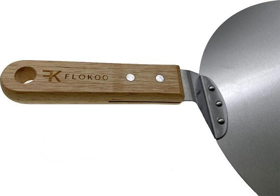 Pizzaschep - Pizzaschep RVS Rond voor BBQ of Oven - Houten Handvat 30cm Pizzaschep - Pizzaspatel - Taartschep -Spatel - Cadeau voor Pizzaliefhebber -