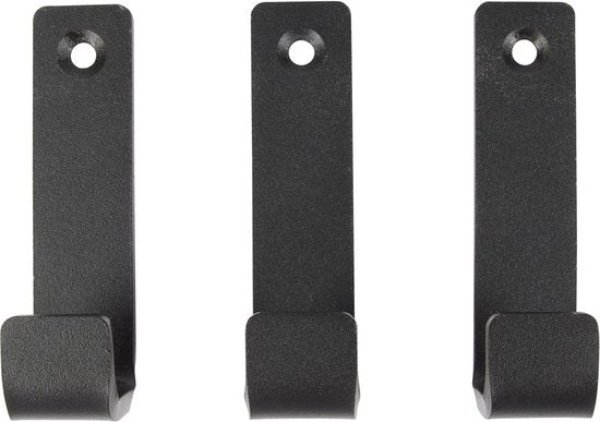 Marcellis - 3x Industriële ophang haak - jas haak - mat zwart - metaal - 8cm - ook voor aan plank
