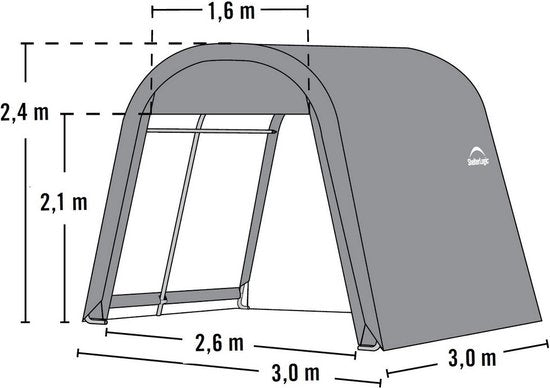 ShelterLogic® Folietent garagetent - 300x300x240 cm - Grijs