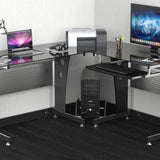 Hoekbureau - PC-tafel L-vormig met Veiligheidsglas - 164x139x75 cm