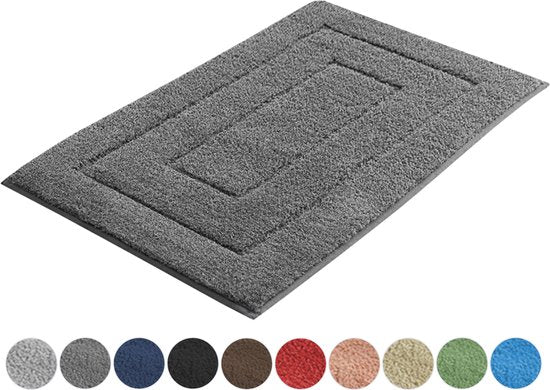 AKSA Home® Badmat 50x80 cm - Douchemat antislip - Badmat antislip - Badkamermat - Vloerkleed - Donkergrijs
