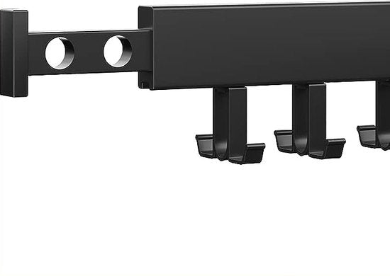 Kledingrek voor aan de Muur - Zwart - 104 cm Lang - Inklapbaar en Uitschuifbaar - Kledingrek - 180 Graden Draaibaar