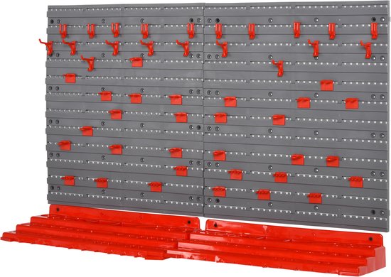 4goodz Gereedschapswand 54-dlg met Haken - Rood/Grijs