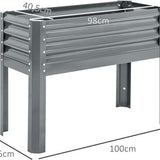 Verhoogde Plantenbak Weerbestendig 100 cm x 45 cm x 80 cm - zilver