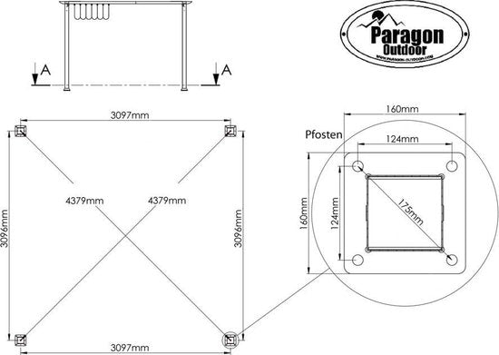 Paragon Outdoor - ST02003 - Paviljoen - Pergola - Partytent - 235 x 350 x 350 cm