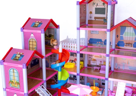 DMG Supply Groot Poppenhuis - Hoog - Meerdere Verdiepingen - Poppen - Meubels
