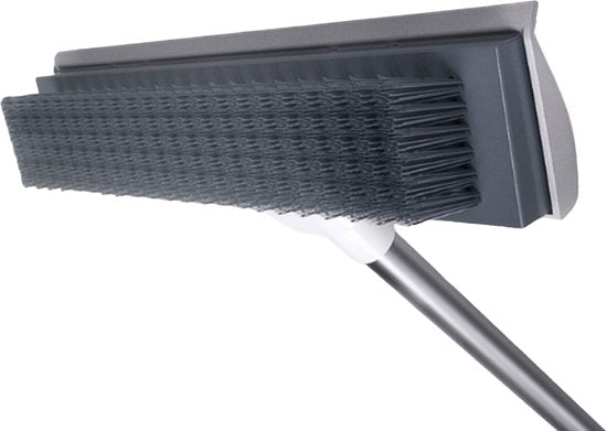 Schrobber 2 in 1 - Wit-Grijs - Douchetrekker - Schrobbezem - Trekker douche - Luiwagen - Trekker - Schuurborstel - Schrobborstel Met telescopische steel