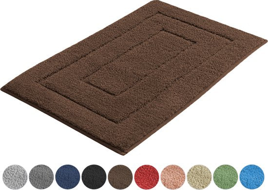 AKSA Home® Badmat 50x80 cm - Douchemat antislip - Badmat antislip - Badkamermat - Vloerkleed - Bruin