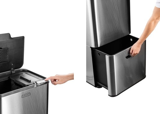 Luzzo Kansas Push Afvalscheidingsprullenbak 63 liter 3 bakken