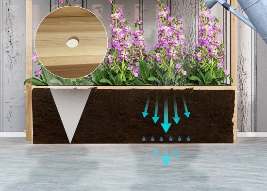 Verhoogde Plantenbak Hout - 4-laags Plantenrek met Drainage - 88,5 x 45 x 140 cm