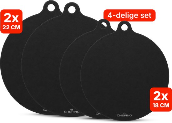 Chefino Inductieplaat Beschermers 4 Stuks – Inductiebeschermer Set 18 & 22 cm – Siliconen Kookplaatbeschermer – Krasbescherming – Hittebestendig tot 280°C – Antislip