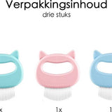 Kattenmassageborstel set - 3 Stuks – Massage voor Katten, Hamsters, Cavia – Kattenkam