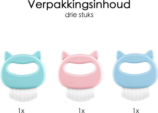 Kattenmassageborstel set - 3 Stuks – Massage voor Katten, Hamsters, Cavia – Kattenkam