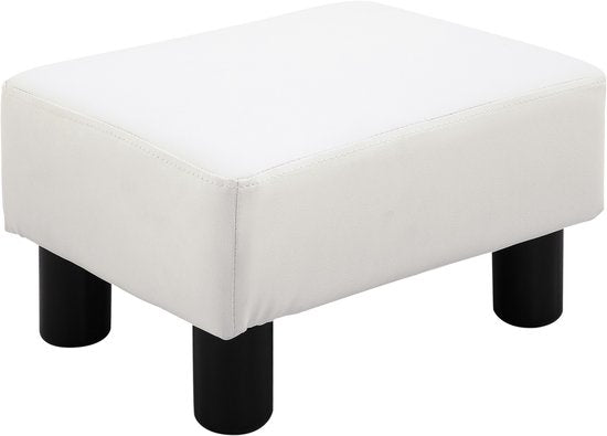 4goodz Hocker Kunstleren Voetenbank Poef 02-0240 - Wit