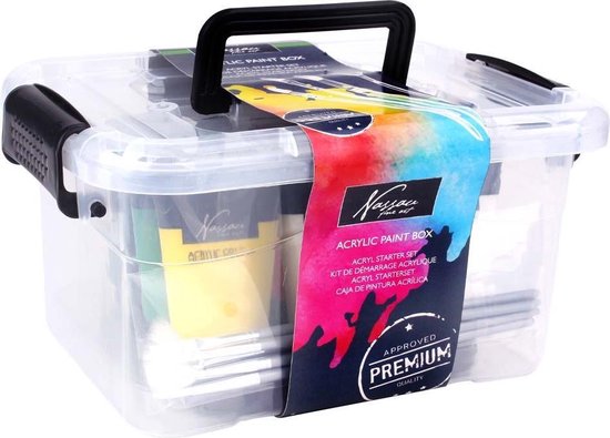 Acrylic box 9 tubes + 6 penselen