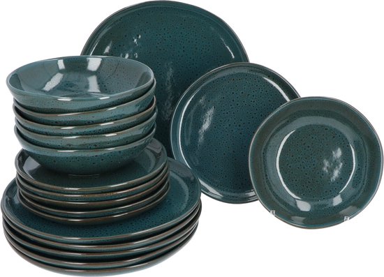 Serviesset Jade Groen - 6 persoons 18-delig - Reactive Glazing Aardewerk
