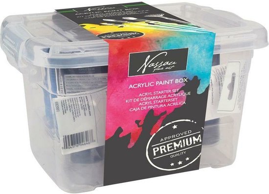 Acrylic box 9 tubes + 6 penselen
