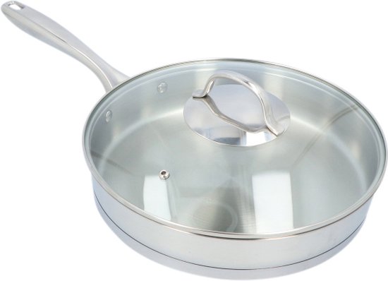 4goodz Dubbelwandige RVS Hapjespan met deksel - Zilver