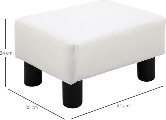 4goodz Hocker Kunstleren Voetenbank Poef 02-0240 - Wit