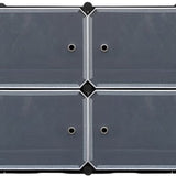 Schoenenkast – 4 Vakken – 81 x 65 cm – Stijlvol & Ruimtebesparend – Kunststof Opbergkast met Deurtjes – Zwart-Grijs