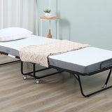 Opklapbaar bed 1 persoons met wielen verstelbaar, tot 150 kg, wit + zwart, 200 x 75 x 42,5 cm | Aosom.nl