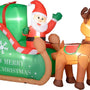Kerstman met Slee & Rendier opblaasbaar - LED-verlichting - 210x80x140 cm