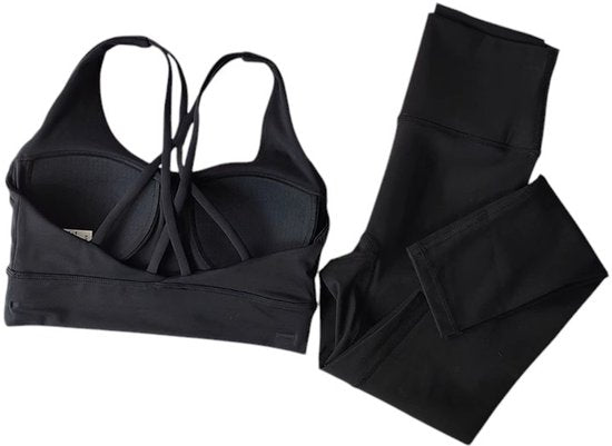 SparkNine Harmony Sportset - XL - zwart - naadloos - hoge taille - sport-bh met ingebouwde pads - sportkledingset
