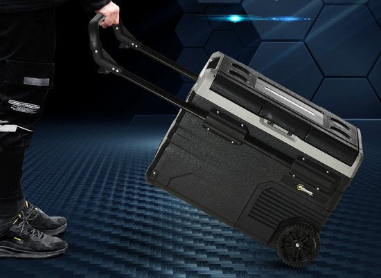 Koelbox auto 40L met LED verlichting compressor koelkast met Handgrepen Transportwielen 12/24V DC en 110-240V AC grijs