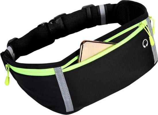 Hardloopband - Loopvest - Zwart - Sport Heupband - Hardloop Riem - Hardloopriem met Smartphone houder - Running belt