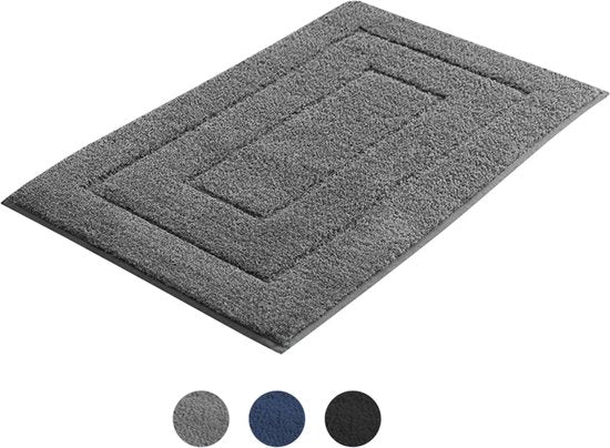 AKSA Home® Badmat 60x90 cm - Douchemat antislip - Badmat antislip - Badkamermat - Vloerkleed - Donkergrijs