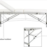 Aluminium Massagetafel Opvouwbaar - hoogte verstelbaar 215x60 cm - Wit