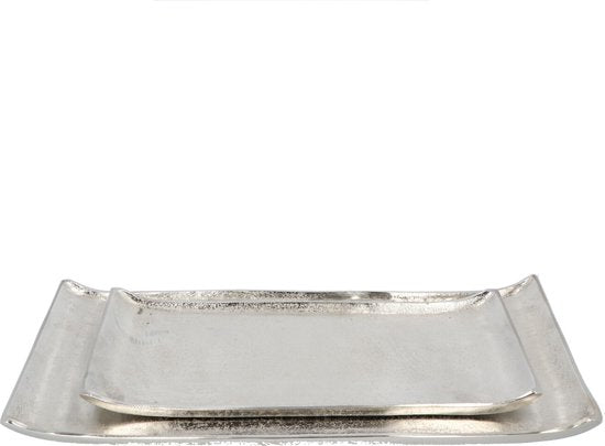 4goodz Zilveren Decoratieve Dienbladen Set – 2 Stuks Aluminium
