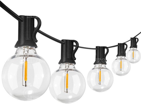 Prikkabel Buiten 15,3 Meter – 25 LED Lampen – Koppelbare Lichtsnoer Buiten – Waterdichte Tuinverlichting – Warm Wit – Sfeerverlichting voor Tuin, Balkon, Terras & Overkapping