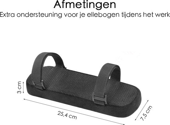 Armleuning Kussen Bureaustoel - Universeel - Zwart - 2 Stuks - Elleboog Kussen - 25,7 x 7,5 x 3 CM - Armkussen