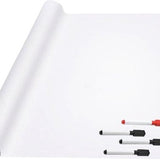 FLOKOO Whiteboard Sticker XL Zelfklevend (200 x 45 cm) met 4 Stiften met Wisser - Whiteboard Folie - Beschrijfbare Muursticker - Whiteboardsticker - Whiteboardfolie - Schoolbord Folie - Memobord Folie