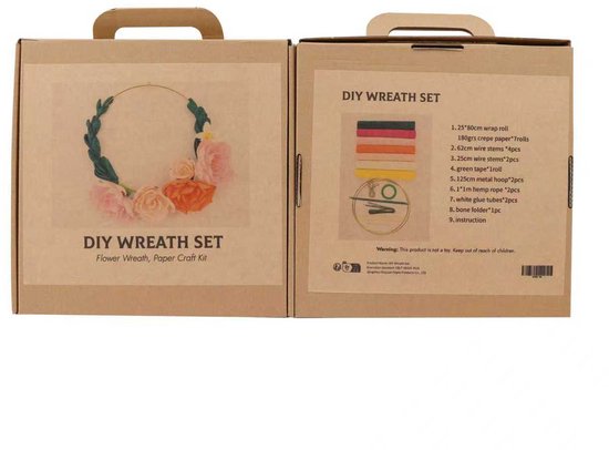 DIY Krans Maken Set van Crêpepapier Complete Creatieve Knutselset voor Papieren Bloemenkrans Inclusief Instructies voor Volwassenen en Kinderen