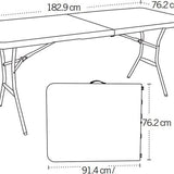 Lifetime® Kunststof tafel opvouwbaar campingtafel - Wit - 182x76x74cm
