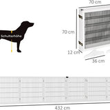 Veiligheidshek voor Huisdieren - Opvouwbaar - 432 x 36 x 70 cm - Dennenhout - Wit