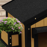 Kattenhuis Kattenhut met Bloembak - 96x65x85 cm - Geel + Zwart