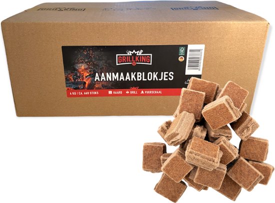 GrillKing Aanmaakblokjes Premium - stuks - Geurvrij - lange brandduur - BBQ & Haard