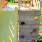 Wendi Toys Houten Speeltoren Pelikaan| met glijbaan, klimwand, schommel en tafel