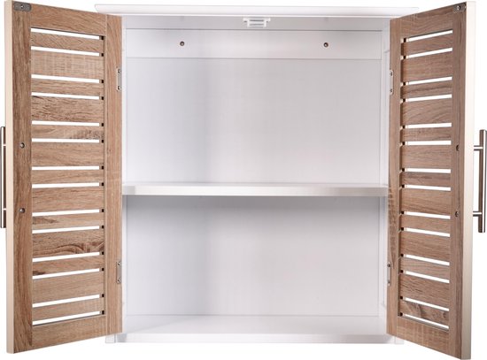 4goodz Wandkast Badkamer MDF Stockholm 52x22x55cm - wit/bruin