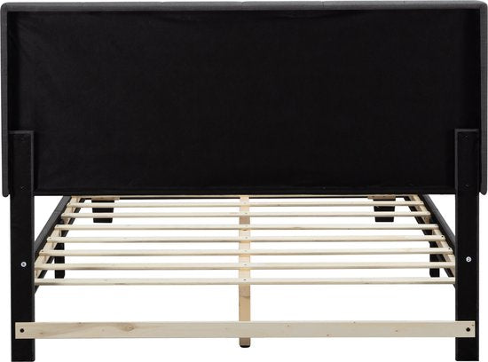 Bedombouw - Grijs - 147x206x110cm - Bedombouw met Hoofdbord - De perfecte combinatie van comfort en stijl voor je slaapkamer
