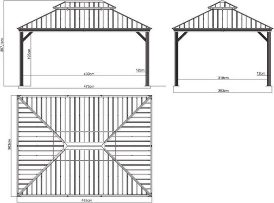 Sojag Paviljoen Pergola Messina 363x483x307 cm - Antraciet