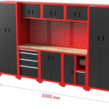 Feistos Juno 15 Gereedschapswand Hoog - 330 x 46 x 198 cm - Zwart/Rood