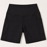 SparkNine Softflow korte sportbroek - met zakken - zachte stof - S - zwart - dames short - half lang - fietsshort