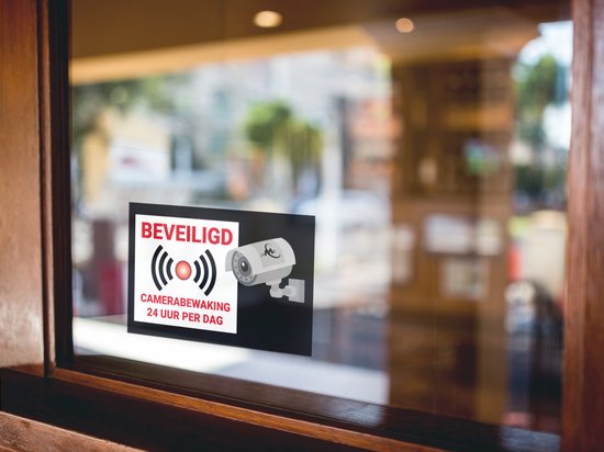 24ME® - 4 Stuks Camerabewaking Stickers - Plakzijde Binnenzijde - Camera stickers - Videobewaking stickers - Alarmstickers -