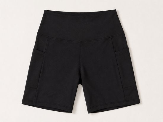 SparkNine Softflow korte sportbroek - met zakken - zachte stof - M - zwart - dames short - half lang - fietsshort