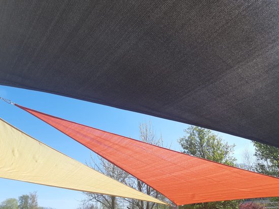 HanSe® Schaduwdoek Driehoek Waterdoorlatend 5x5x5 m Zonnedoek